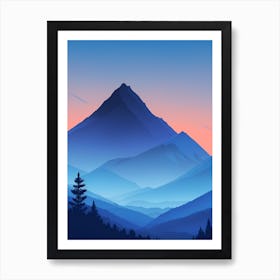 Misty Mountains Vertical Composition In Blue Tone 46 Art Print