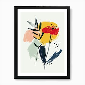 Red Poppy, Boho, Minimalism Art Print