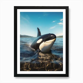 Realistic Photography Of Orca Whale Coming Out Of Ocean 4 Art Print