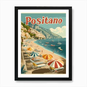 Aihrgdesign A Classic 1960s Travel Poster For Positano Art Print