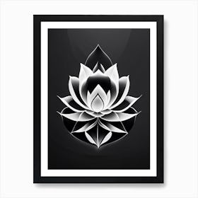 Sacred Lotus Black And White Geometric 2 Art Print