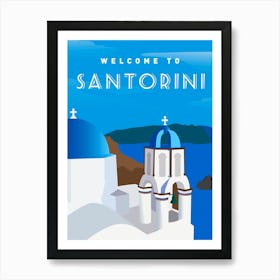 Greece, Santorini — Retro travel minimalist poster 3 Art Print