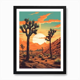  Retro Illustration Of A Joshua Trees At Dawn In Desert 3 Art Print