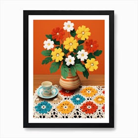 Crochet Dining Room Table With Flowers  3 Art Print
