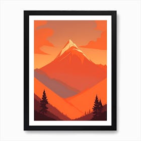 Misty Mountains Vertical Composition In Orange Tone 263 Art Print