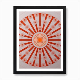 Geometric Abstract Glyph Circle Array in Tomato Red n.0170 Art Print