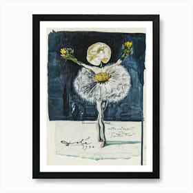 Salvador Dali Poster “Une Costume 'Pisenlit' Pour Pe Ballet 'Tristan Fou'” in 1944 Ballerina Art Print Flower Head Remastered Art Print