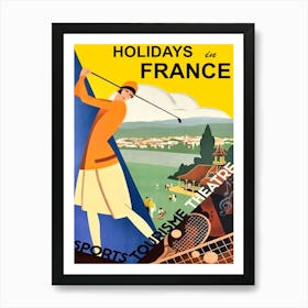 Holidays In France, Vintage Travel Poster Poster