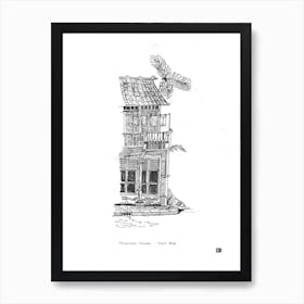 Tropical House Hoi An Vietnam Architecture Pen Ink Drawing Art Print