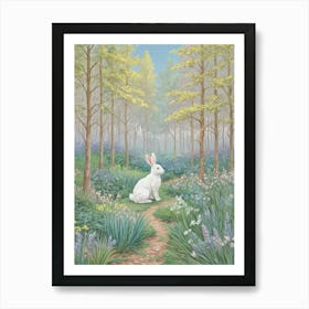 White Rabbit In The Spring Woods Art Print