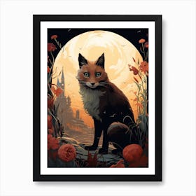 Swift Fox Moon Illustration 1 Art Print