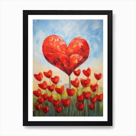 Valentine Heart Balloon Floral Valentine Art Print