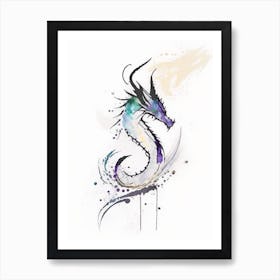 Dragon Symbol Minimal Watercolour Poster