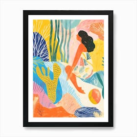 Matisse Inspired, Cactus And Mermaid, Fauvism Style Art Print