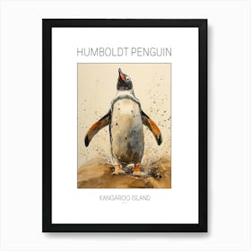 Humboldt Penguin Kangaroo Island Penneshaw Watercolour Painting 2 Poster Art Print