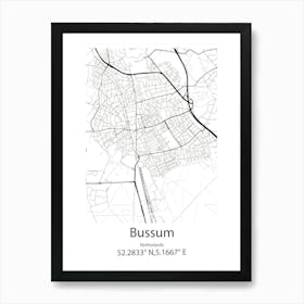 Bussum,Netherlands Minimalist Map Art Print