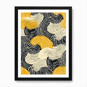 Seamless Wave Pattern, Yellow and Black Art Print