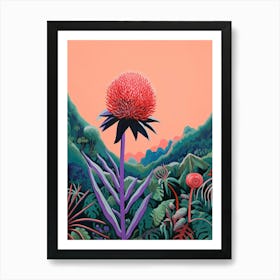 Boho Wildflower Painting Rattlesnake Master Eryngium 2 Art Print