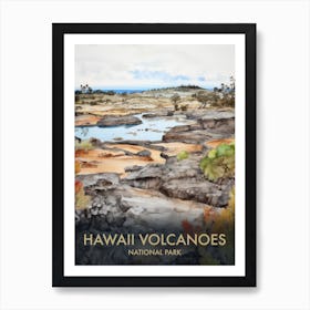 Hawaii Volcanoes National Park Watercolour Vintage Travel Poster 4 Art Print