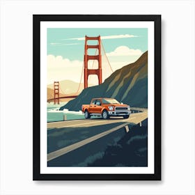 A Ford F 150 In The Pacific Coast Highway Car Illustration 1 Art Print