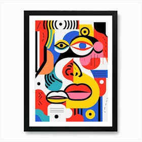 Line Pattern Face Illustration 3 Art Print