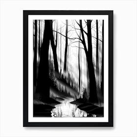 Black And White Forest, black and white monochromatic art 3 Art Print