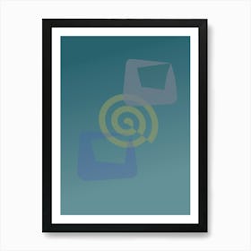 Blue circles and sqares Art Print