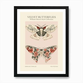 Velvet Butterflies Collection Spring Butterflies William Morris Style 7 Art Print