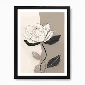Line Art Lotus Flowers Illustration Neutral 18 Art Print