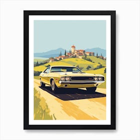 A Dodge Challenger In The Tuscany Italy Illustration 3 Art Print