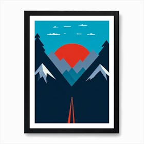 Big Sky, Usa Modern Illustration Skiing Poster Art Print