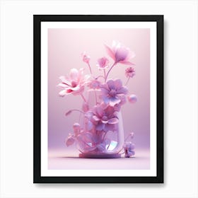 Pink Flowers In A Vase Art Print