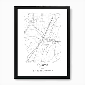 Oyama,Japan Minimalist Map Affiche