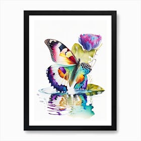 Butterfly On Lake Decoupage 4 Art Print