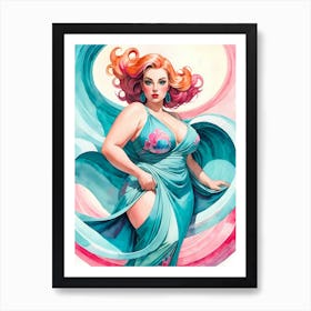 Portrait Of A Curvy Woman Wearing A Sexy Costume (25) Art Print