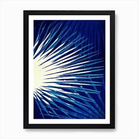 Blue electric cyanotype palm leaves Art Print