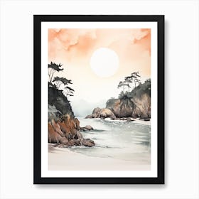 Watercolour Of Pfeiffer Beach   Big Sur California Usa 3 Art Print