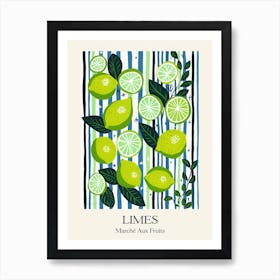 Marche Aux Fruits Limes Fruit Summer Illustration 3 Poster