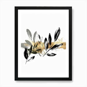 Black And Gold Leaves Canvas Print 1 Art Print