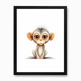 Watercolour Jungle Animal Baby Spider Monkey 3 Art Print