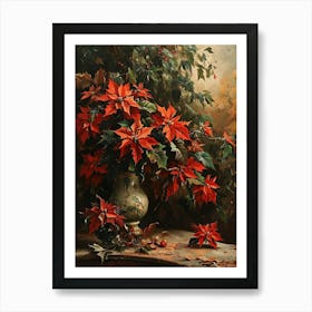 Baroque Floral Still Life Poinsettia 4 Art Print