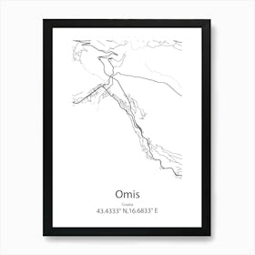 Omis,Croatia Minimalist Map Art Print