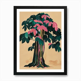 Banyan Tree Colourful Illustration 3 Art Print