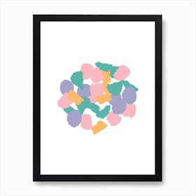 Abstract Round Pink and Orange Paint Blotches Art Print