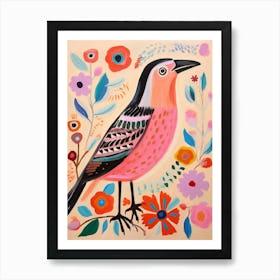 Pink Scandi Bird 4 Art Print