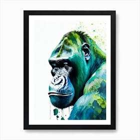 Gorilla Peeling Banana Gorillas Mosaic Watercolour 4 Art Print