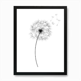 Minimalist Black and White Dandelion Art Print