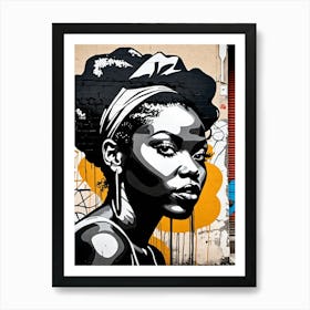 Vintage Graffiti Mural Of Beautiful Black Woman 6 Art Print