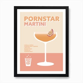 Pornstar Martini Cocktail Pink Colourful Bar Wall Art Print