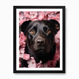 Labrador puppy with flower Art Print